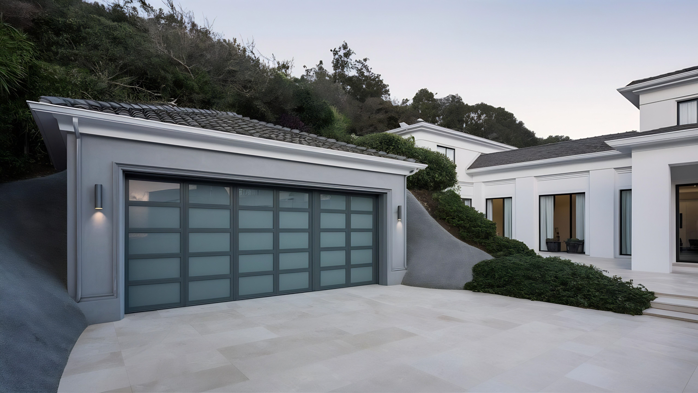 Modern black residential garage door installation Canada