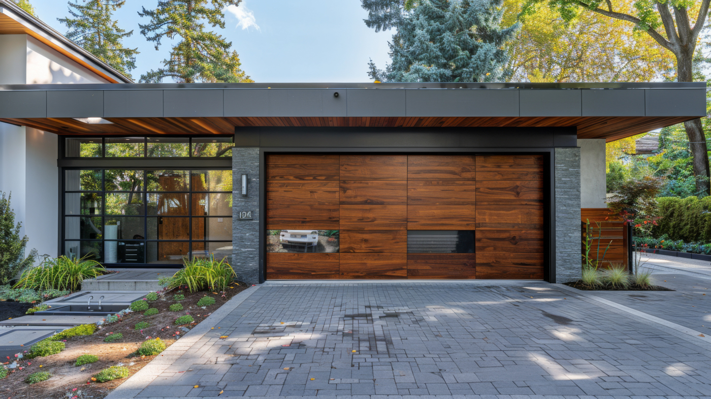 White residential garage doors on Canadian home