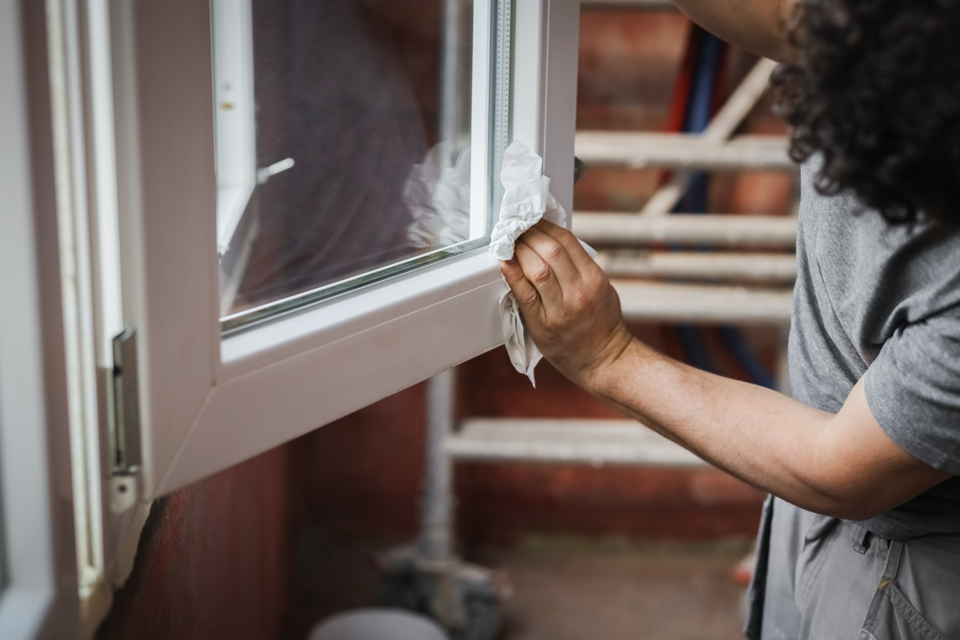 Vinyl window installation by Fix Experts technician