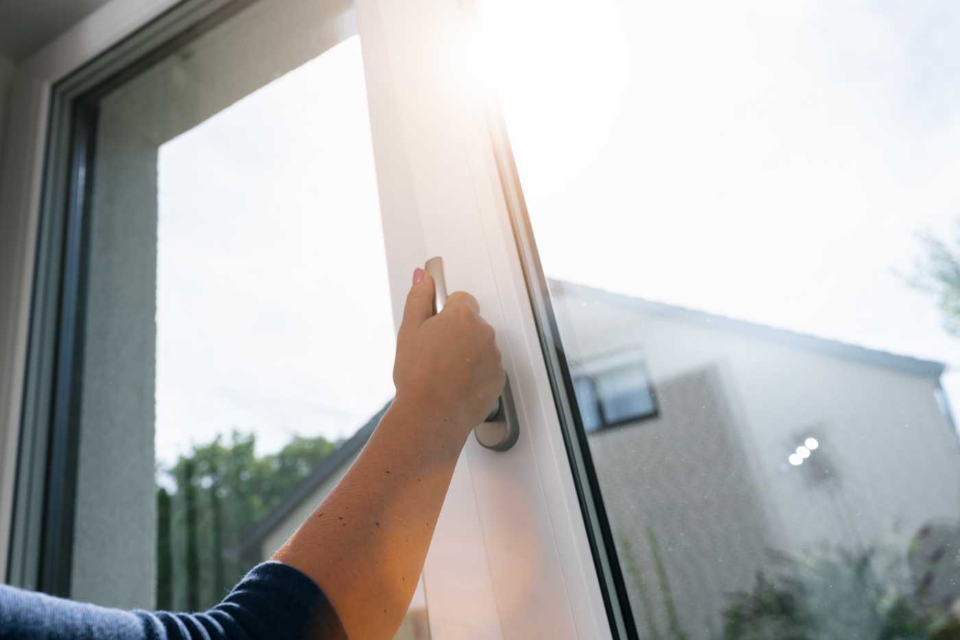 Technician installing interior window