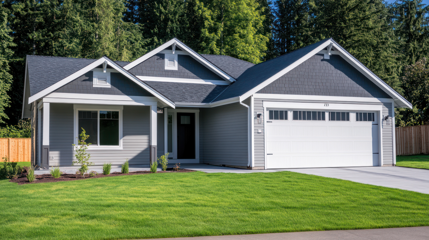 Wood-style garage door installation on Canadian home