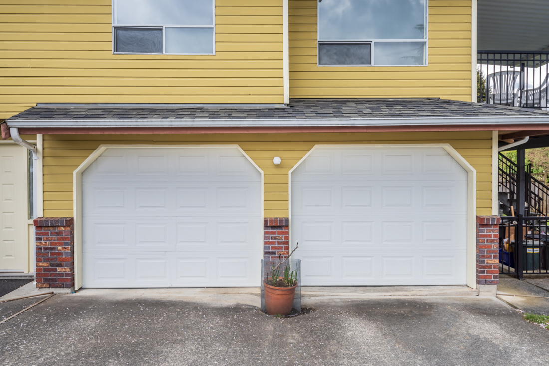 Modern residential garage doors in Canadian home