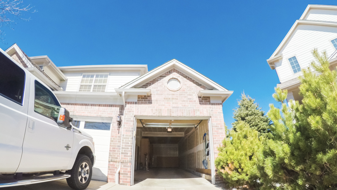 Modern Canadian home with garage door