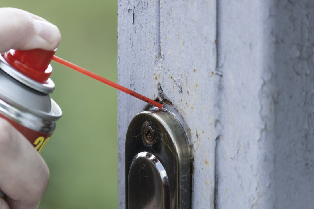 Wooden door with secure modern lock