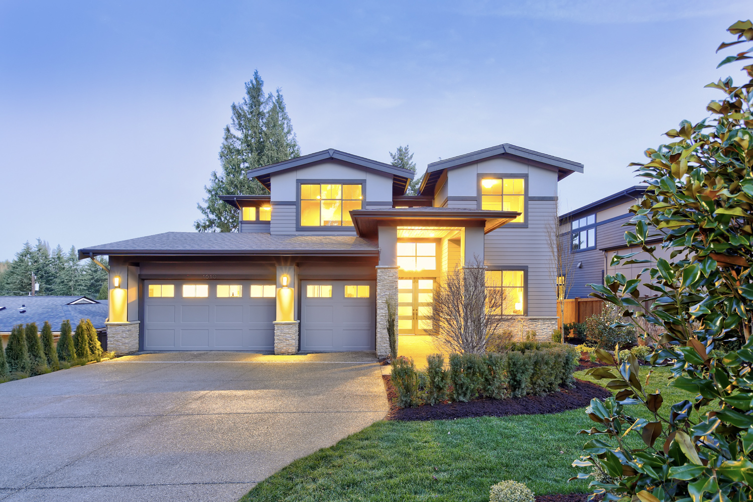 Modern residential garage door on Canadian home