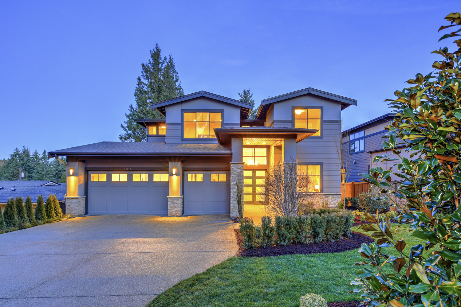 Modern residential garage door on Canadian home