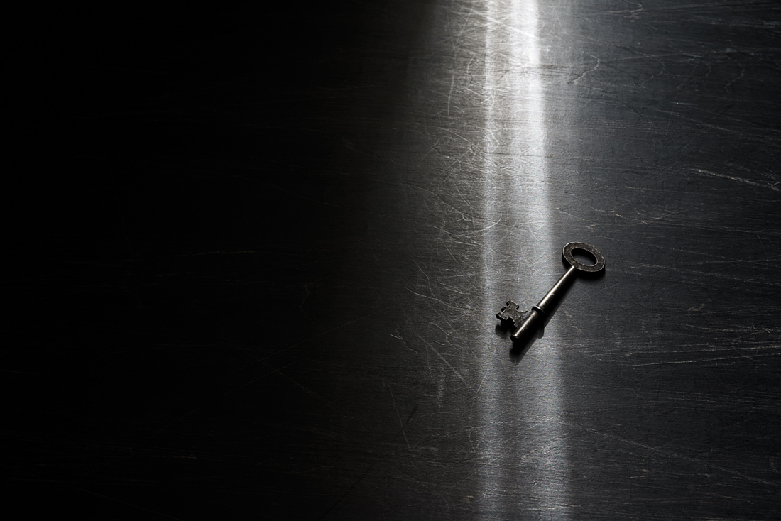 Hand unlocking door with key